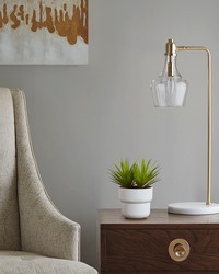 Auburn 24in H Table Lamp with Marble Base Gold by   