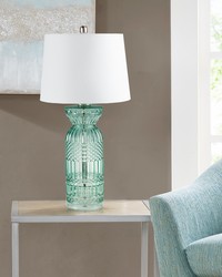 Luxuria Textured Glass and Acrylic Base Table Lamp Blue by   