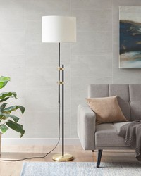 Ellsworth Asymmetrical Adjustable Height Metal Floor Lamp Black Gold by   