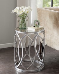 Arlo Metal Eyelet Accent Table Grey by  Kasmir 