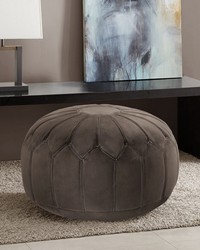 Kelsey Round Pouf Ottoman Brown by  Kasmir 