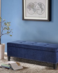 Shandra II Tufted Top Soft Close Storage Bench Blue by  Kasmir 