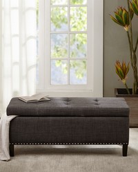 Shandra II Tufted Top Soft Close Storage Bench Charcoal by  Kasmir 