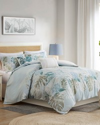 Kiawah Island 5 Piece Cotton Duvet Cover Set with Throw Pillow Blue Full Queen by   