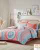 Olliix Loretta Boho Comforter Set with Bed Sheets Coral