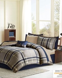 Robbie Plaid Comforter Set with Bed Sheets Navy Multi Full by   