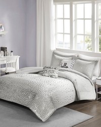 Zoey Metallic Triangle Print Comforter Set Grey Silver Full Queen by   