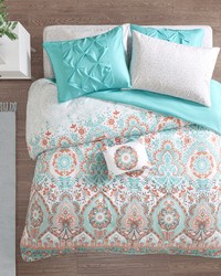 Vinnie Boho Comforter Set with Bed Sheets Aqua Queen by   