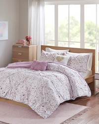 Abby Lara Nicole Metallic Printed and Pintucked Comforter Plum Twin by   