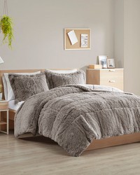 Malea Shaggy Long Fur Comforter Mini Set Grey King by   