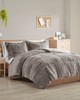 Olliix Malea Shaggy Long Fur Comforter Mini Set Grey