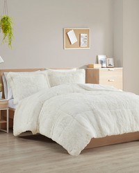 Malea Shaggy Long Fur Comforter Mini Set Ivory King by   