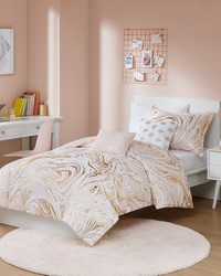 Rebecca Metallic Printed Comforter Set Blush Gold Twin by   