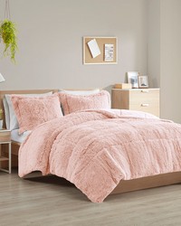 Malea Shaggy Long Fur Comforter Mini Set Blush King by   