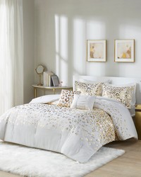 Lillie Metallic Animal Printed Comforter Set Ivory Gold King by   