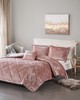 Olliix Felicia Velvet Comforter Set with Throw Pillow Blush