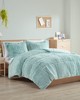 Olliix Malea Shaggy Long Fur Comforter Mini Set Aqua