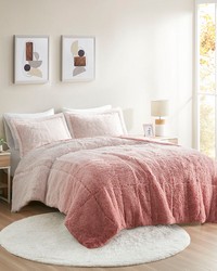 Brielle Ombre Shaggy Long Fur Comforter Mini Set Blush King by   