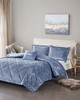 Olliix Felicia Velvet Comforter Set with Throw Pillow Blue