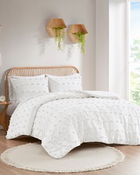 Lucy Clip Jacquard Comforter Set Ivory Full Queen by   