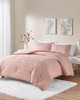 Olliix Naomi Metallic Print Faux Fur Comforter Set Blush/Gold