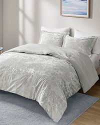 Mira Crushed Velvet Sherpa Reversible Comforter Set Silver Full Queen by   