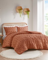 Lucy Clip Jacquard Comforter Set Rust King by   