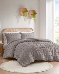 Lucy Clip Jacquard Comforter Set Grey Full Queen by   