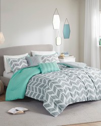 Nadia Comforter Set Aqua King by   