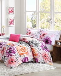 Olivia Floral Comforter Set Pink King by   