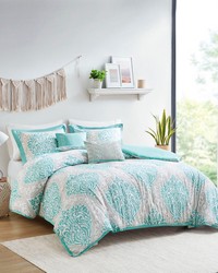 Senna Comforter Set Aqua King by   