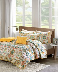 Nina Reversible Quilt Set with Throw Pillows Multi King by   