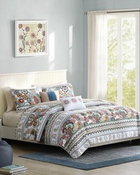 Tamira Reversible Quilt Set with Throw Pillows Multi Full Queen by   