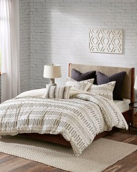 Rhea Cotton Jacquard Comforter Mini Set Ivory Charcoal Full Queen by   