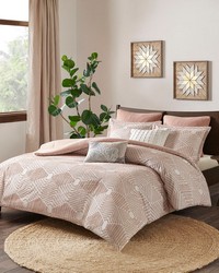 Ellipse Cotton Jacquard Comforter Set Blush Full Queen by   