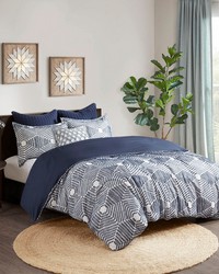 Ellipse Cotton Jacquard Comforter Set Navy Full Queen by   