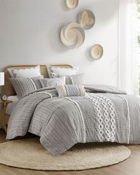 Imani Cotton Printed Comforter Set with Chenille Gray Full Queen by   