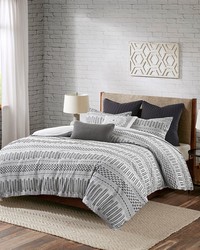 Rhea Cotton Jacquard Comforter Mini Set Grey Black Full Queen by   