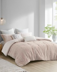 Kara 3 Piece Cotton Jacquard Comforter Set Blush Full Queen by   