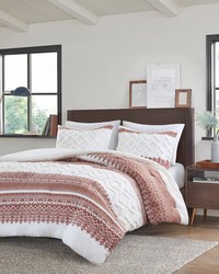 Mila 3 Piece Cotton Comforter Set with Chenille Tufting Auburn Full Queen by   