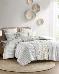 Imani Cotton Printed Comforter Set with Chenille Ivory Full Queen by   