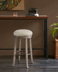 OAKTOWN Backless Bar Stool with Swivel Seat Light Grey by   