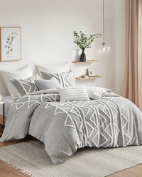 Hayes Chenille 3 Piece Cotton Duvet Cover Set Gray Full Queen by   