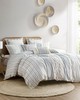 Olliix Imani Cotton Printed Duvet Cover Set with Chenille White/Navy