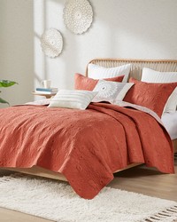 Kandula 3 Piece Reversible Cotton Quilt Set Coral Full Queen by   