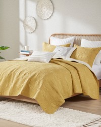 Kandula 3 Piece Reversible Cotton Quilt Set Yellow Full Queen by   