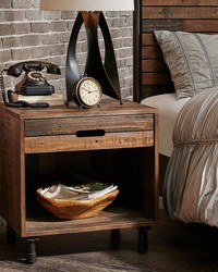 Renu Solid Wood Nightstand Light Brown Multi by  Kasmir 