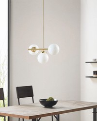 Aurelia 3Light Chandelier with Frosted Glass Globe Bulbs Gold by  Roth and Tompkins Textiles 