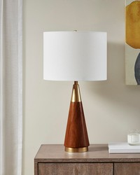 Chrislie Triangular Table Lamp Gold Brown by   