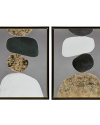 Neutral Stones Figural 2piece Framed Canvas Wall Art Set Black by   